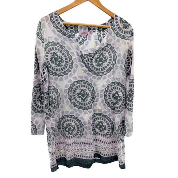 Calypso St. Barth Tops - Calypso St Barth Womens Purple Medallion Print Cotton Tunic Top Size S Boho